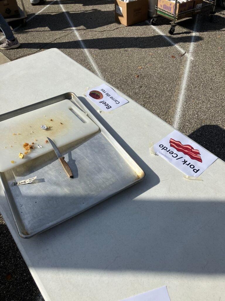 An empty tray after the burrito giveaway