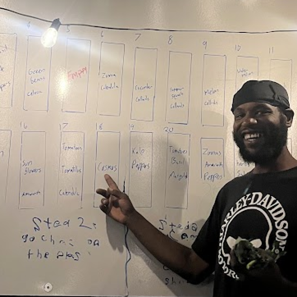 Kareem with farm planning board